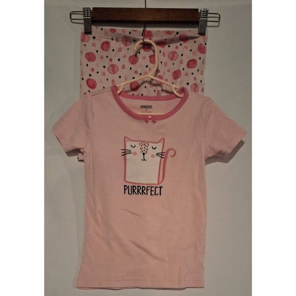 Gymboree Girls Cat Pajama Set Preowned Pink Size 6 - Picture 1 of 4